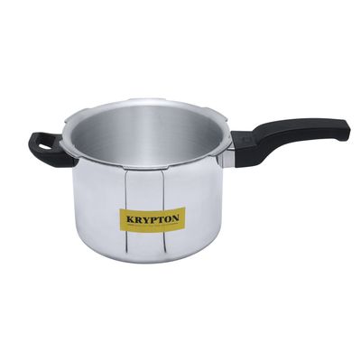 Krypton 5 liters Aluminum Pressure Cooker- KNPC6256/ Induction Base, Equipped with Multiple Safety Feature and Lid/ Durable Construction with Firm and Comfortable Handles/ Compatible with Gas, Hotplate, Ceramic and Halogen Cooktops/ Silver