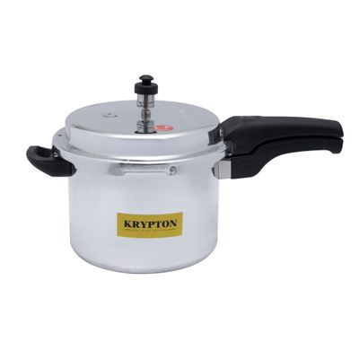 Krypton 5 liters Aluminum Pressure Cooker- KNPC6256/ Induction Base, Equipped with Multiple Safety Feature and Lid/ Durable Construction with Firm and Comfortable Handles/ Compatible with Gas, Hotplate, Ceramic and Halogen Cooktops/ Silver