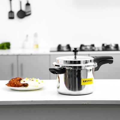 Krypton 7.5 liters Aluminum Pressure Cooker- KNPC6257/ Induction Base, Equipped with Multiple Safety Feature and Lid/ Durable Construction with Firm and Comfortable Handles/ Compatible with Gas, Hotplate, Ceramic and Halogen Cooktops/ Silver Krypton 7.5 liters Aluminum Pressure Cooker- KNPC6257/ Induction Base, Equipped with Multiple Safety Feature and Lid/ Durable Construction with Firm and Comfortable Handles/ Compatible with Gas, Hotplate, Ceramic and Halogen Cooktops/ Silver