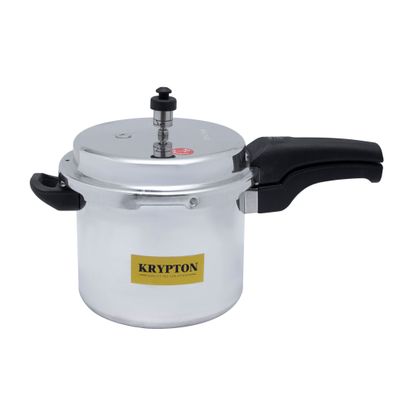 Krypton 7.5 liters Aluminum Pressure Cooker- KNPC6257/ Induction Base, Equipped with Multiple Safety Feature and Lid/ Durable Construction with Firm and Comfortable Handles/ Compatible with Gas, Hotplate, Ceramic and Halogen Cooktops/ Silver