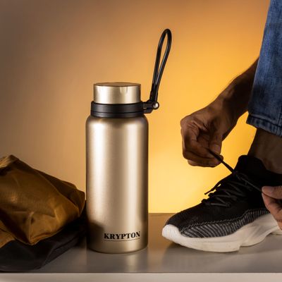 Sports Bottle, Stainless Steel, 950ml, KNVF6357 | Double Wall Vacuum Insulation | Keep Drinks Hot Or Cold For Hours | Silicon Handle | Leak-Proof Lid