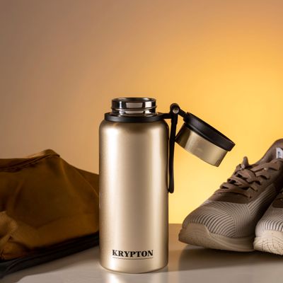 Sports Bottle, Stainless Steel, 950ml, KNVF6357 | Double Wall Vacuum Insulation | Keep Drinks Hot Or Cold For Hours | Silicon Handle | Leak-Proof Lid