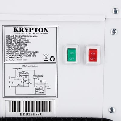 Krypton Water Dispenser- KNWD6422| Hot and Cold Function, Compressor Cooling, Fast Cooling And 2 Taps| Cold Temperature: 5-10 Degrees Celsius; Hot Temperature: 85-95 Degrees Celsius| Perfect For Home And Office| White, 2 Year Warranty