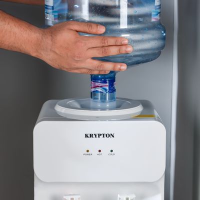 Krypton Water Dispenser- KNWD6422| Hot and Cold Function, Compressor Cooling, Fast Cooling And 2 Taps| Cold Temperature: 5-10 Degrees Celsius; Hot Temperature: 85-95 Degrees Celsius| Perfect For Home And Office| White, 2 Year Warranty