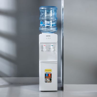 Krypton Water Dispenser- KNWD6422| Hot and Cold Function, Compressor Cooling, Fast Cooling And 2 Taps| Cold Temperature: 5-10 Degrees Celsius; Hot Temperature: 85-95 Degrees Celsius| Perfect For Home And Office| White, 2 Year Warranty