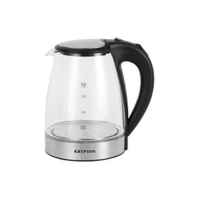 Krypton Borosilicate Glass Tea Maker- KNTM6445/ 1.8 L and 1.2 L, Touch Screen Control, Fast Boiling, 2200 W/ Perfect for making Coffee, Water, Milk, Various Types of Tea/ 2 Years Warranty, Silver and Black