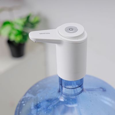 Krypton Rechargeable Water Pump- KNWP5474/ Simple Installation, for Gallon, Bottles/ Dispenser, can be Used at Home and Office/ Portable and Light-Weight with Easy One Button Mechanism and USB Charging/ White, 2 Years Warranty