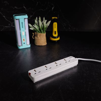Krypton 4-Way Universal Type Extension Socket - KNES5078/ 3 Meter Cord Length and 750 Fire Proof Temperature/ 2 Years Warranty, White Color