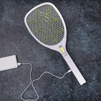 Krypton Rechargeable Mosquito Swatter - USB Power | Long Life | Long Duration | 3W Hi-Power COB Light | 10 Hours Working 