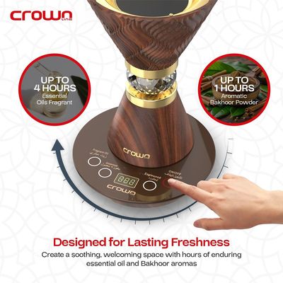 Crownline IB-413 Electric Incense Burner, 220-240 V, 50-60 Hz, 300-360 W, Compatible with Fragrant Oil, Incense, and Eaglewood with 1 Year Warranty -Dark Brown
