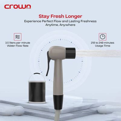 Crownline RPB-350 Portable & Rechargeable Travel Bidet Set with a Powerful 10,000 mAh Lithium-Ion Battery with 1 Year Warranty -Black