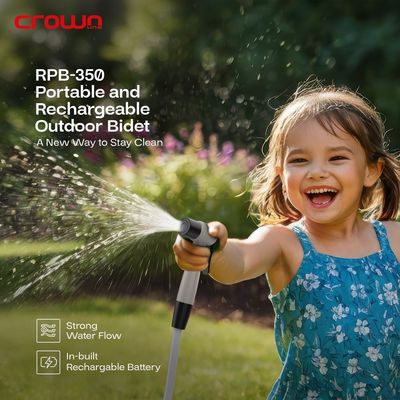Crownline RPB-350 Portable & Rechargeable Travel Bidet Set with a Powerful 10,000 mAh Lithium-Ion Battery with 1 Year Warranty -Black