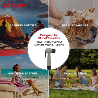 Crownline RPB-350 Portable & Rechargeable Travel Bidet Set with a Powerful 10,000 mAh Lithium-Ion Battery with 1 Year Warranty -Black