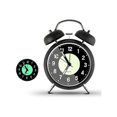 Twin Bell Alarm Clock with Backlight (Black)