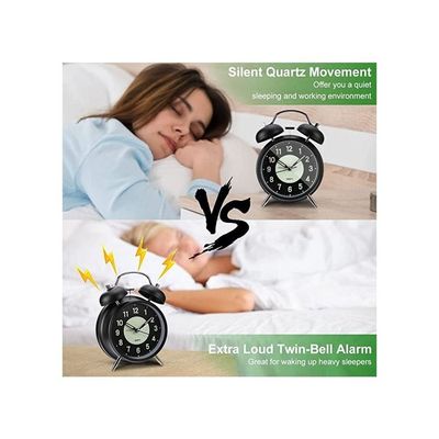 Twin Bell Alarm Clock with Backlight (Black)