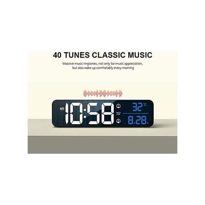 Digital Alarm Clock With Large Display (White)