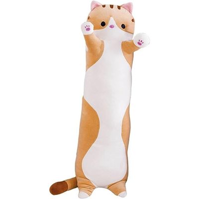 Plush Cat Shaped Stuffed Pillow - Brown - 50cm