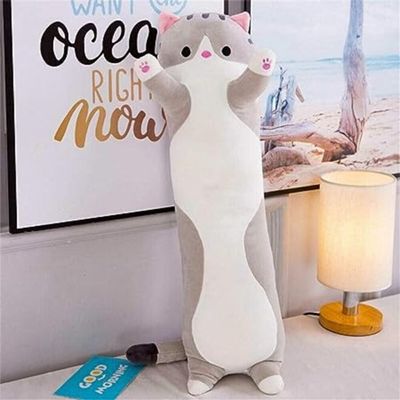 Plush Cat Shaped Stuffed Pillow - Grey - 50cm