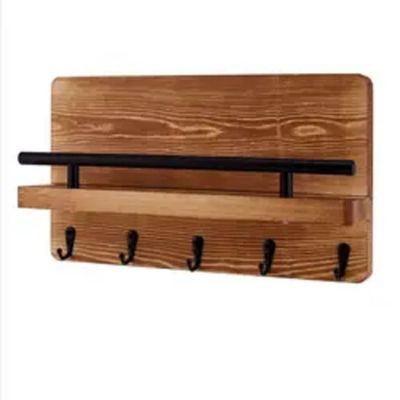 Wall Mounted Key Holder With 4 Hooks And A Mail Rack On Natural Wood Board