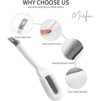 Shoe Cleaning Soft Bristle Brush With Long Hangable Handle (White)