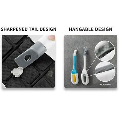Shoe Cleaning Soft Bristle Brush With Long Hangable Handle (Blue)