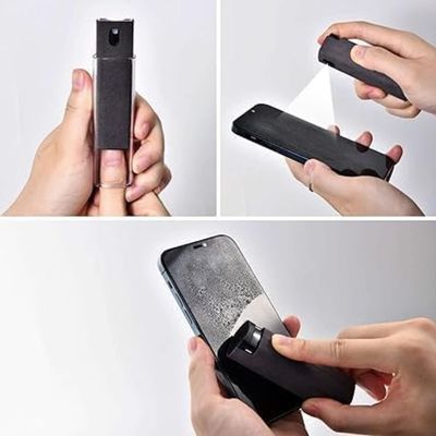 Screen Cleaner Mist Spray Kit With Microfiber Cover (Black)