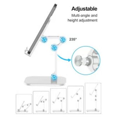 Foldable Phone Stand With Adjustable Height and Angle for Desk (White)