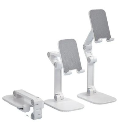 Foldable Phone Stand With Adjustable Height and Angle for Desk (White)