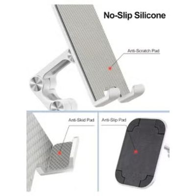 Foldable Phone Stand With Adjustable Height and Angle for Desk (White)