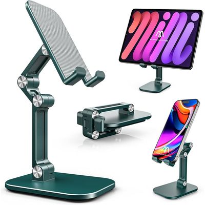 Foldable Phone Stand With Adjustable Height and Angle for Desk (Green)