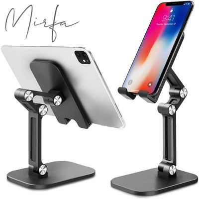 Foldable Phone Stand With Adjustable Height and Angle for Desk (Black)