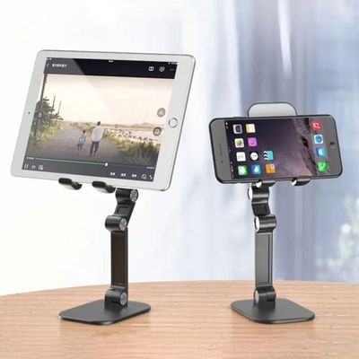 Foldable Phone Stand With Adjustable Height and Angle for Desk (Black)