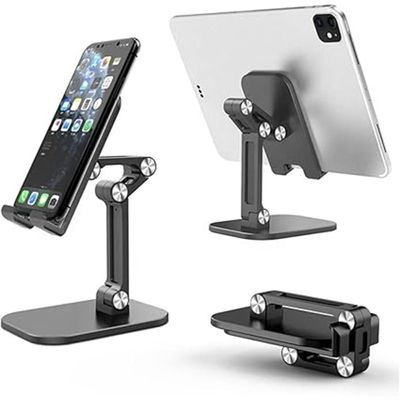 Foldable Phone Stand With Adjustable Height and Angle for Desk (Black)