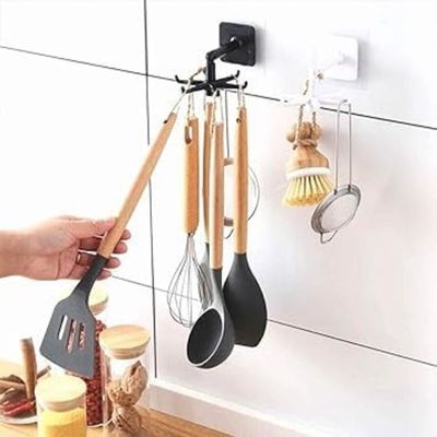 Multi Hook Wall Adhesive Rotating Organiser Hanger (Pack of 2)