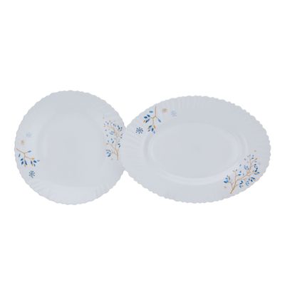Royalford RF10202 50Pcs Opalware Dinner Set, Assorted Design | Lightweight, Beautiful Design Opal Dishes Sets Service for 6