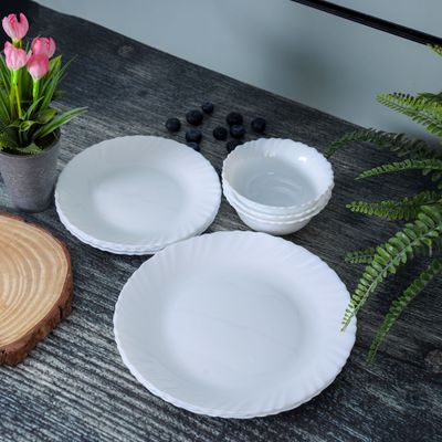 Royalford Opalware Dinner Set, 12 pieces, Beautiful Elegant Design | RF10287 | Dishwasher Safe/Freezer Safe | Ideal for Family Meals and Casual Gatherings Etc