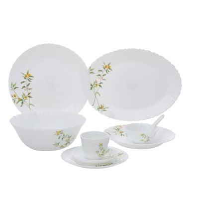 44 Pcs Opalware Dinner Set, Orange Blossom, Floral Design | RF10678 | Elegant Floral Design | Dishwasher safe | Freezer Safe | Opal Dishes Sets Service for 6