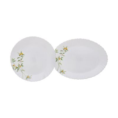 44 Pcs Opalware Dinner Set, Orange Blossom, Floral Design | RF10678 | Elegant Floral Design | Dishwasher safe | Freezer Safe | Opal Dishes Sets Service for 6