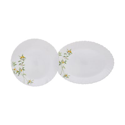 Royalford 44 Pcs Opalware Dinner Set, Orange Blossom, Floral Design | RF10678 | Elegant Floral Design | Dishwasher safe | Freezer Safe | Opal Dishes Sets Service for 6