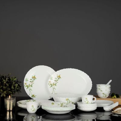 44 Pcs Opalware Dinner Set, Orange Blossom, Floral Design | RF10678 | Elegant Floral Design | Dishwasher safe | Freezer Safe | Opal Dishes Sets Service for 6