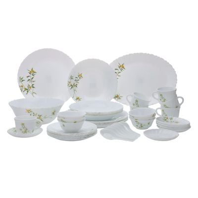 44 Pcs Opalware Dinner Set, Orange Blossom, Floral Design | RF10678 | Elegant Floral Design | Dishwasher safe | Freezer Safe | Opal Dishes Sets Service for 6