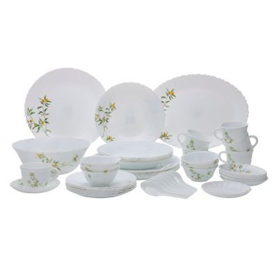 Royalford 44 Pcs Opalware Dinner Set, Orange Blossom, Floral Design | RF10678 | Elegant Floral Design | Dishwasher safe | Freezer Safe | Opal Dishes Sets Service for 6