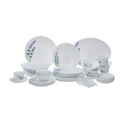 44 Pcs Opalware Dinner Set, English Lavender, Floral design | RF10679 | Elegant Floral Design | Dishwasher safe | Freezer Safe | Opal Dishes Sets Service for 6