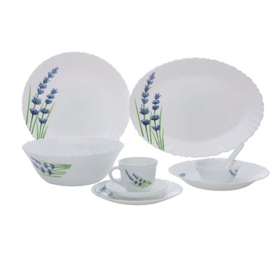 44 Pcs Opalware Dinner Set, English Lavender, Floral design | RF10679 | Elegant Floral Design | Dishwasher safe | Freezer Safe | Opal Dishes Sets Service for 6