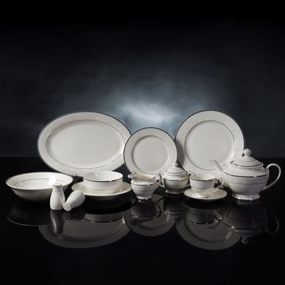 Premium Fine Bone Dinner Set, 83pcs Plates & Bowls, RF11045 | Eco-Friendly Dinner Set | Plates, Dishes, Bowls, Cup, Saucer, Tea Set, Service For 12