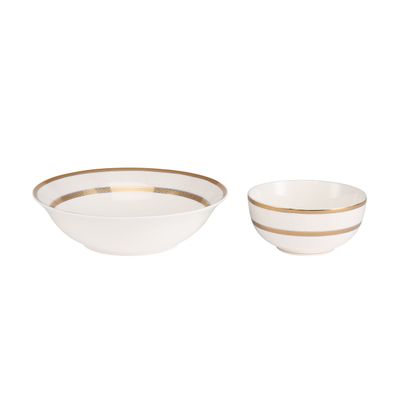 Royalford 83 Piece Premium Bone China Dinner Set- RF11047 | Includes Oval Plates, Dinner Plates, Soup Plates, Flat Plates, Salad Bowls, Bowls, Cups and Saucers, Salt and Pepper Pots, Creamer, Sugar Pot, and Teapot| Dishwasher-Safe and Freezer-Friendly| Eco-Friendly and Food-Grade| White and Golden 