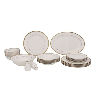 Royalford Premium Bone China Dinner Set, 28Pcs Set, RF11050 | Elegant Floral Design | Dishwasher Safe | Freezer Safe | Bone China Chip Resistant Dishes Sets Service for 6