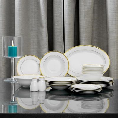 Royalford Premium Bone China Dinner Set, 28Pcs Set, RF11050 | Elegant Floral Design | Dishwasher Safe | Freezer Safe | Bone China Chip Resistant Dishes Sets Service for 6