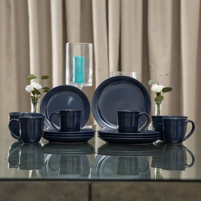 Royalford 16 Pcs Stoneware Dinner Set- RF11262| Freezer Safe, Microwave-Safe and Dishwasher-Safe | Includes Dinner Plates, Salad Plates, Salad Bowls and Mugs| Eco-Friendly and Food-Grade| Blue