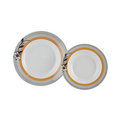 Royalford 20 Piece Melamine Ware Dinner Set- RF7437| Includes Deep Plates and Round Bowls| Top-Rack Dishwasher-Safe, Freezer-Friendly and Break Resistant| Eco-Friendly and Food-Grade| White and Orange